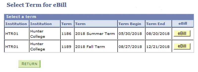 You will see two eBills. That is, one eBill per term for the two most recent terms in which you were enrolled.