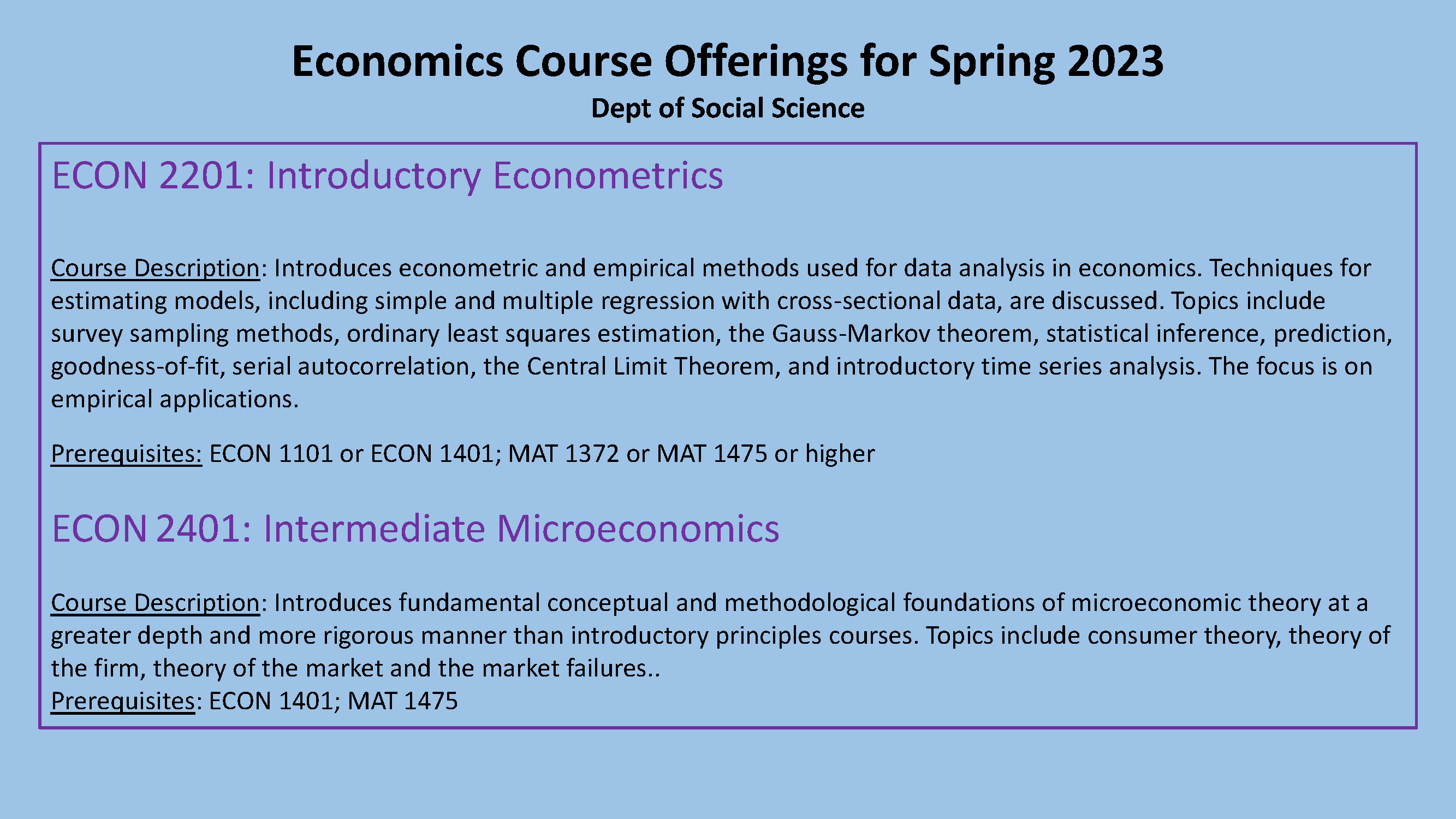 Economics Spring 2023