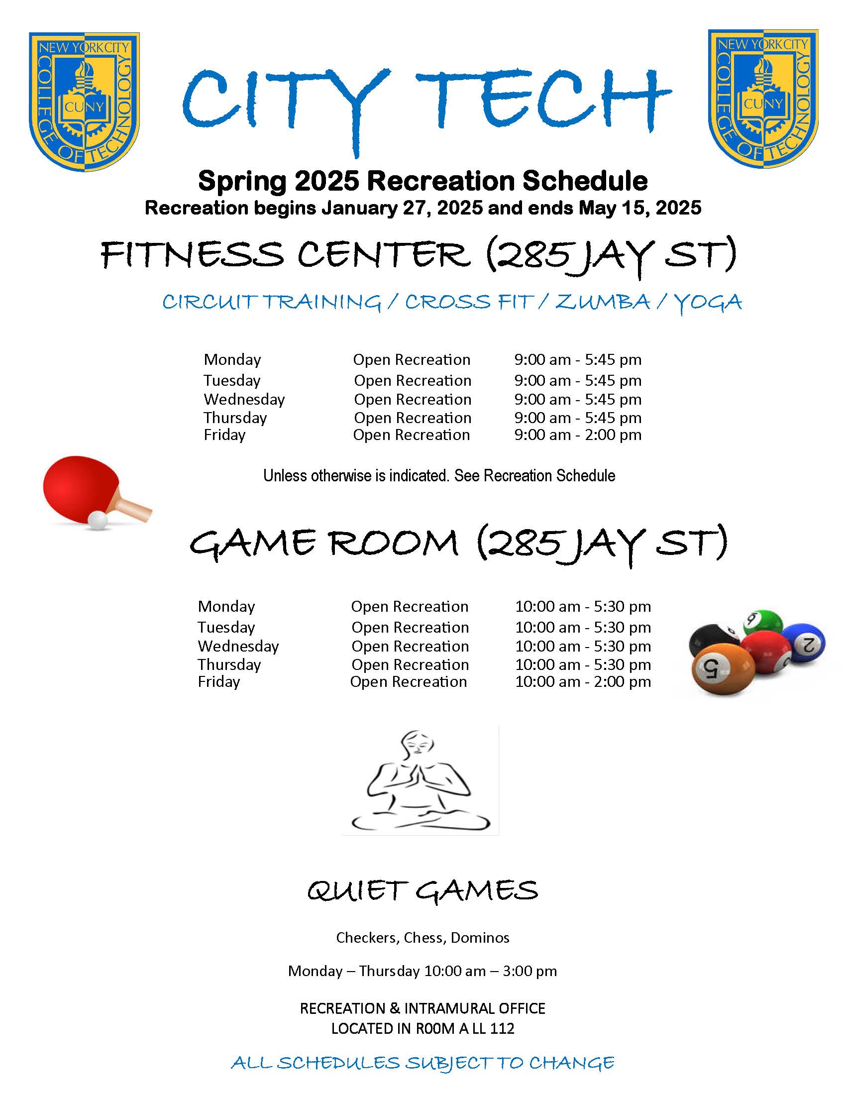 Spring 2025 Recreation Schedule