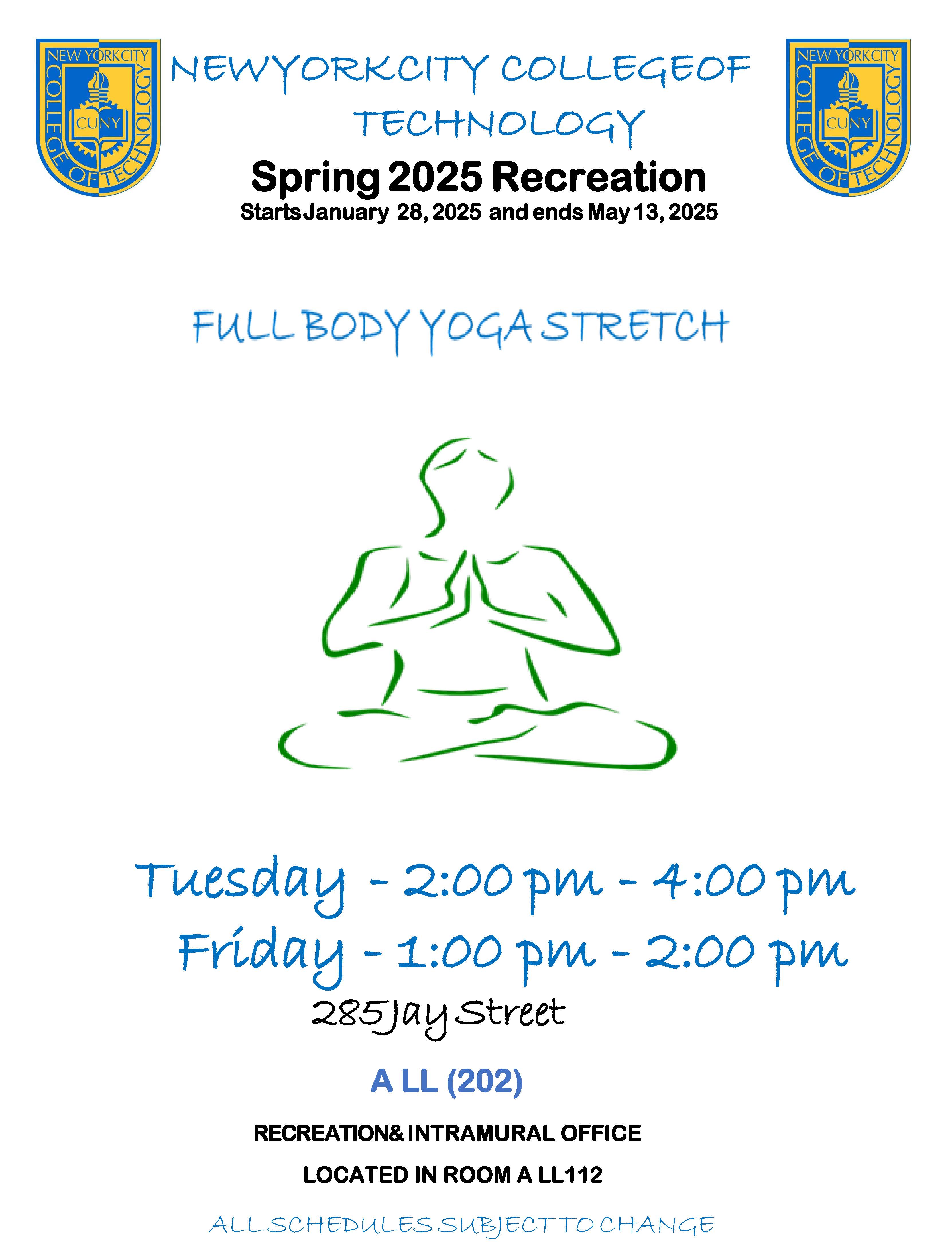 Spring 2025 Yoga Schedule