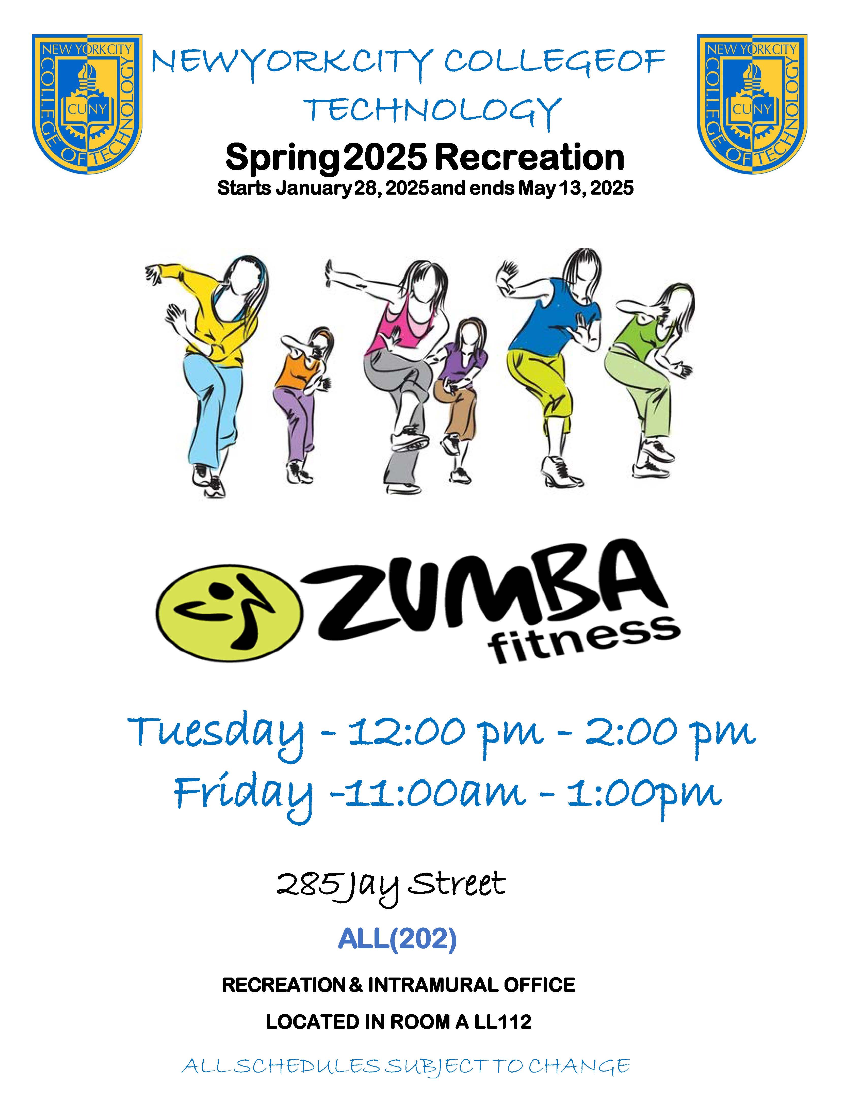 Spring 2025 Zumba Schedule