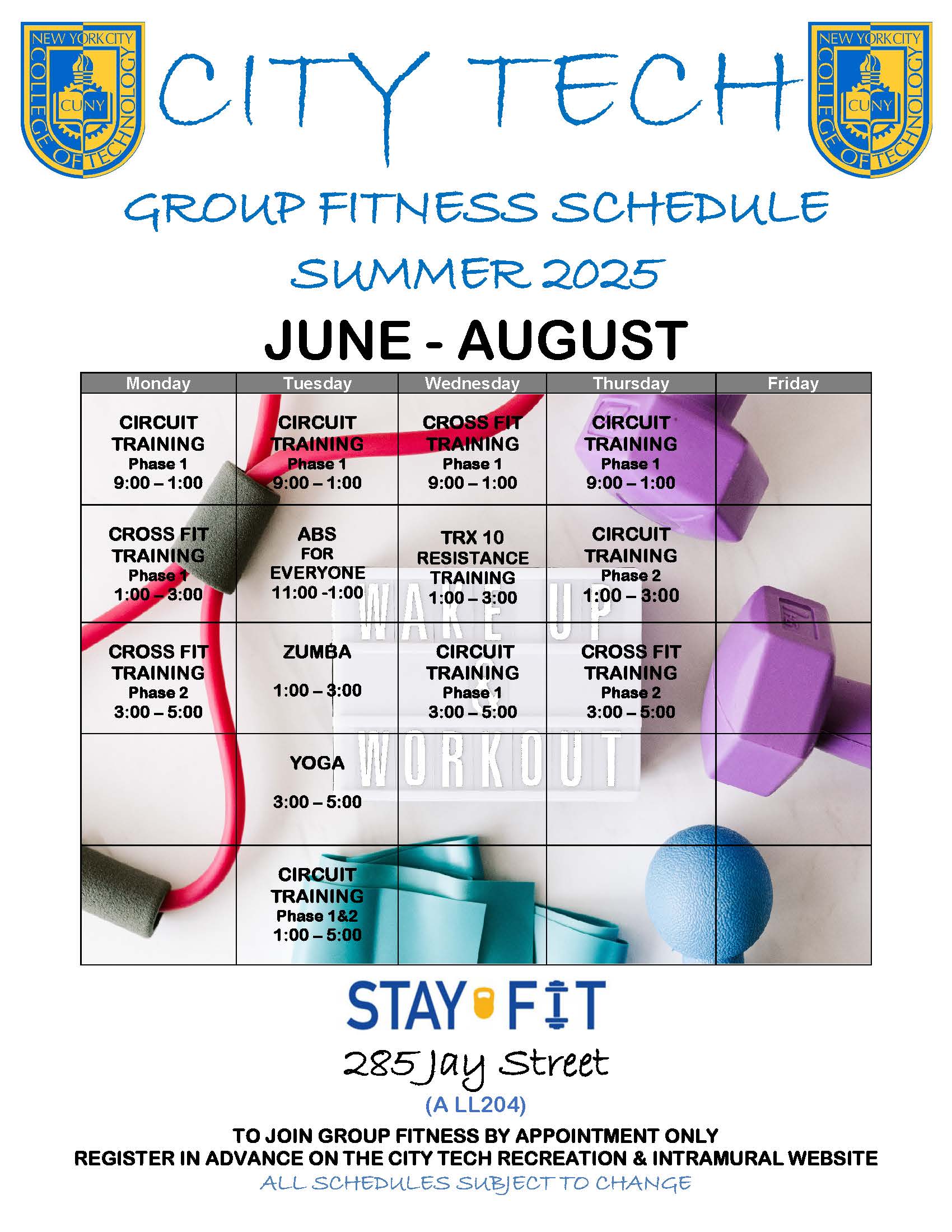 Spring 2025 Group Fitness Schedule