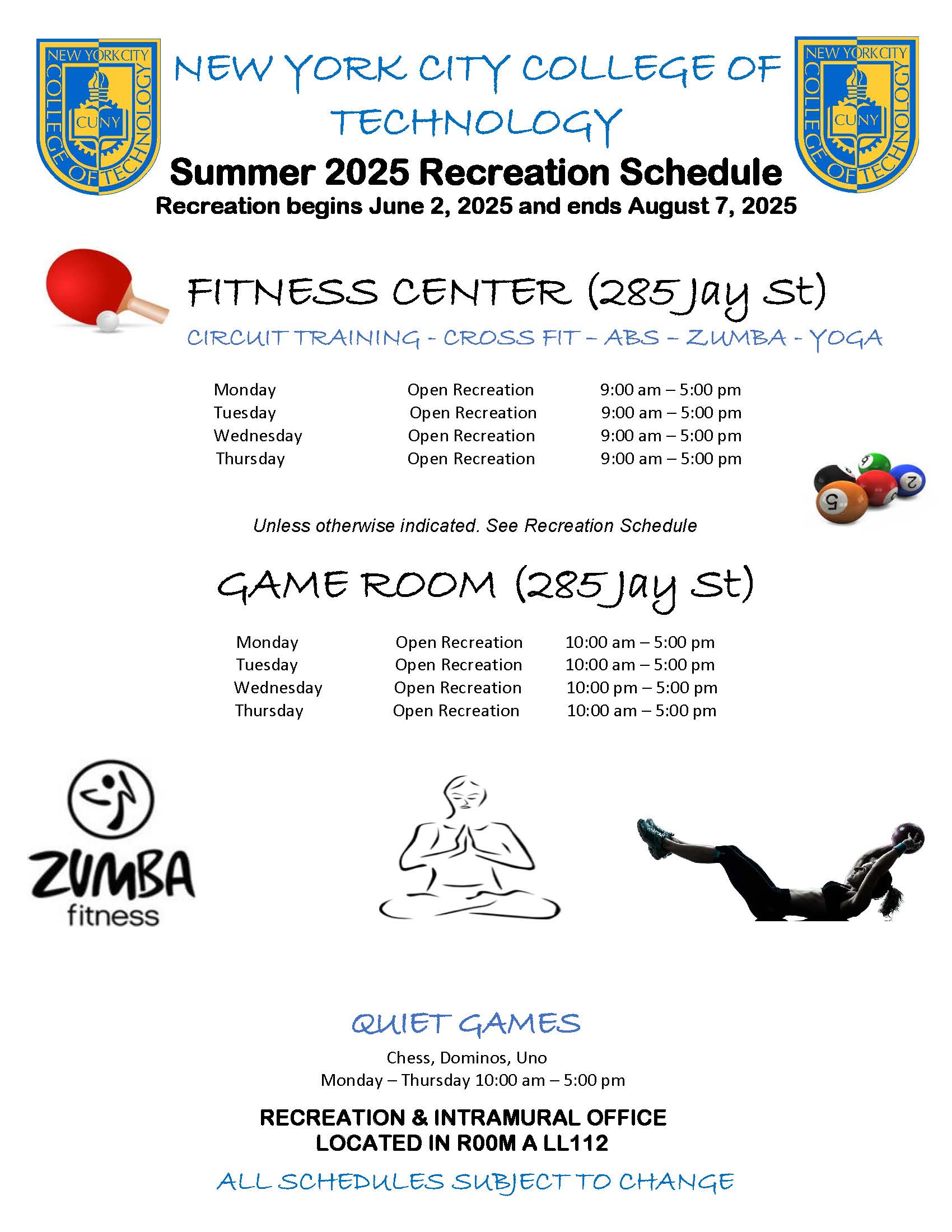 Spring 2025 Recreation Schedule