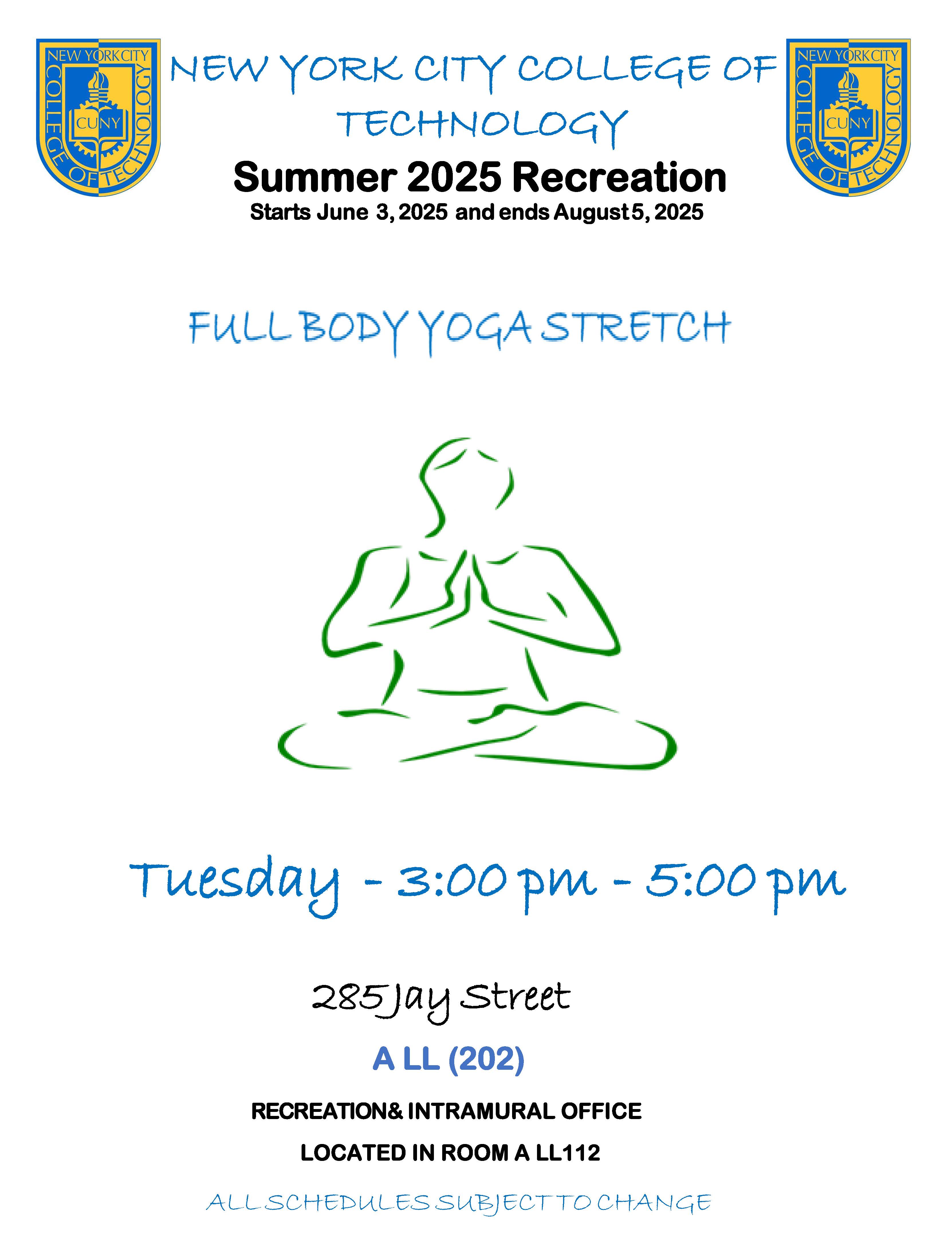 Spring 2025 Yoga Schedule
