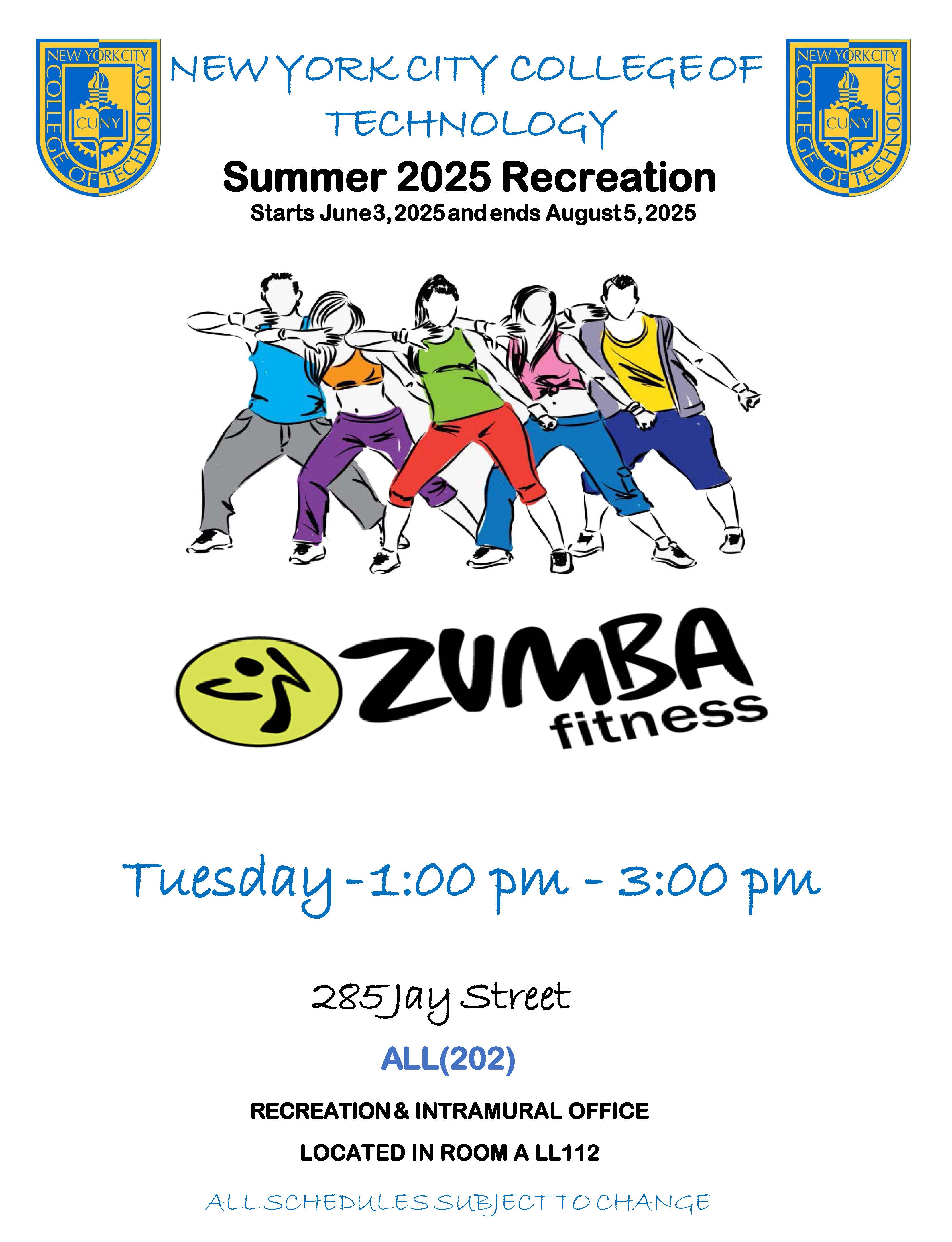 Spring 2025 Zumba Schedule