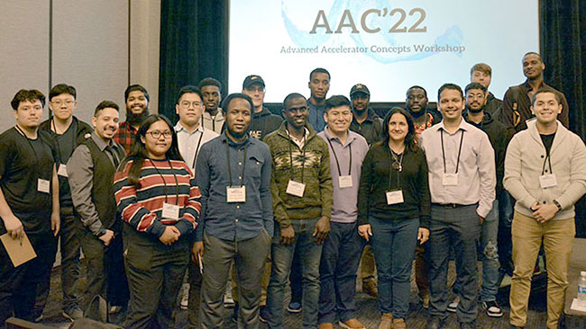 City Tech's Dr. Viviana Vladutescu and her students attending the 2022 Advanced Accelerator Concepts (AAC) Workshop