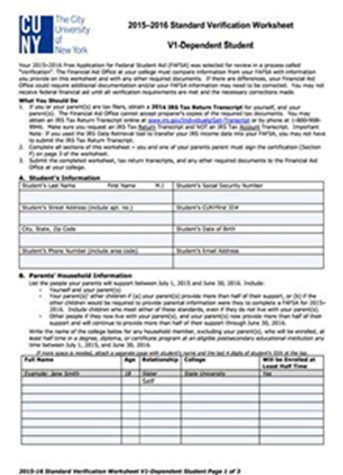 Verification Worksheet