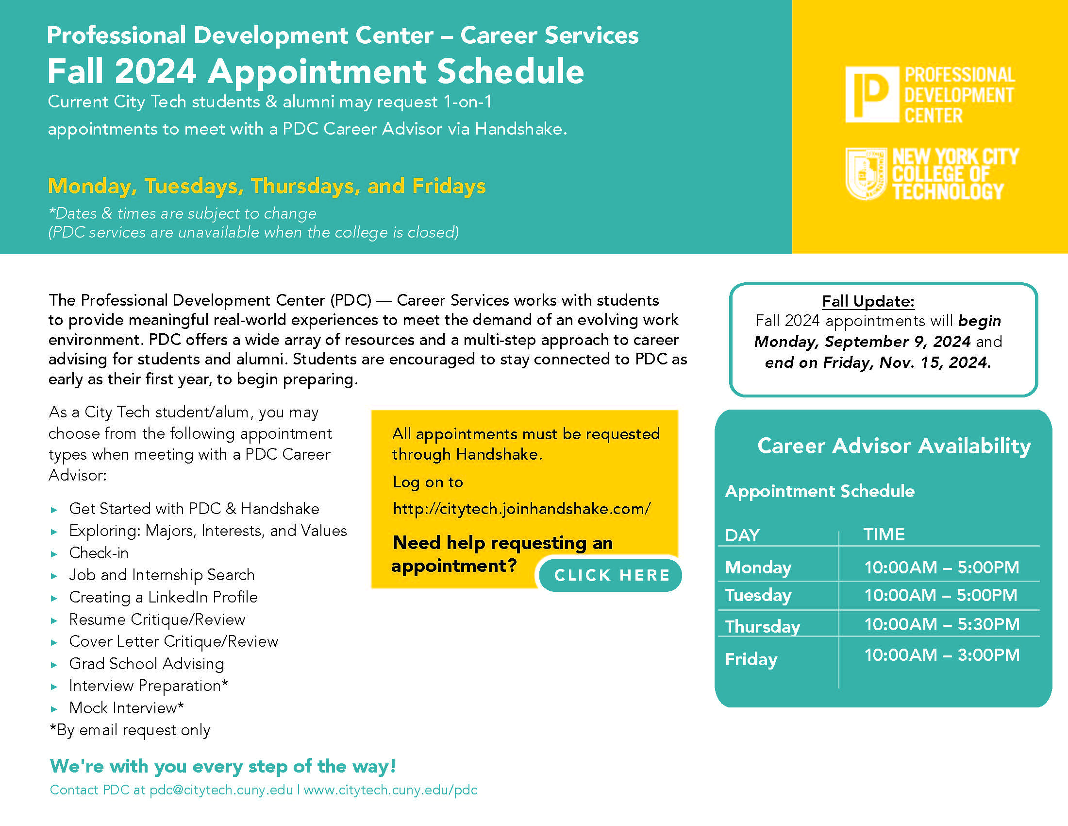 PDC fall 2024 Schedule