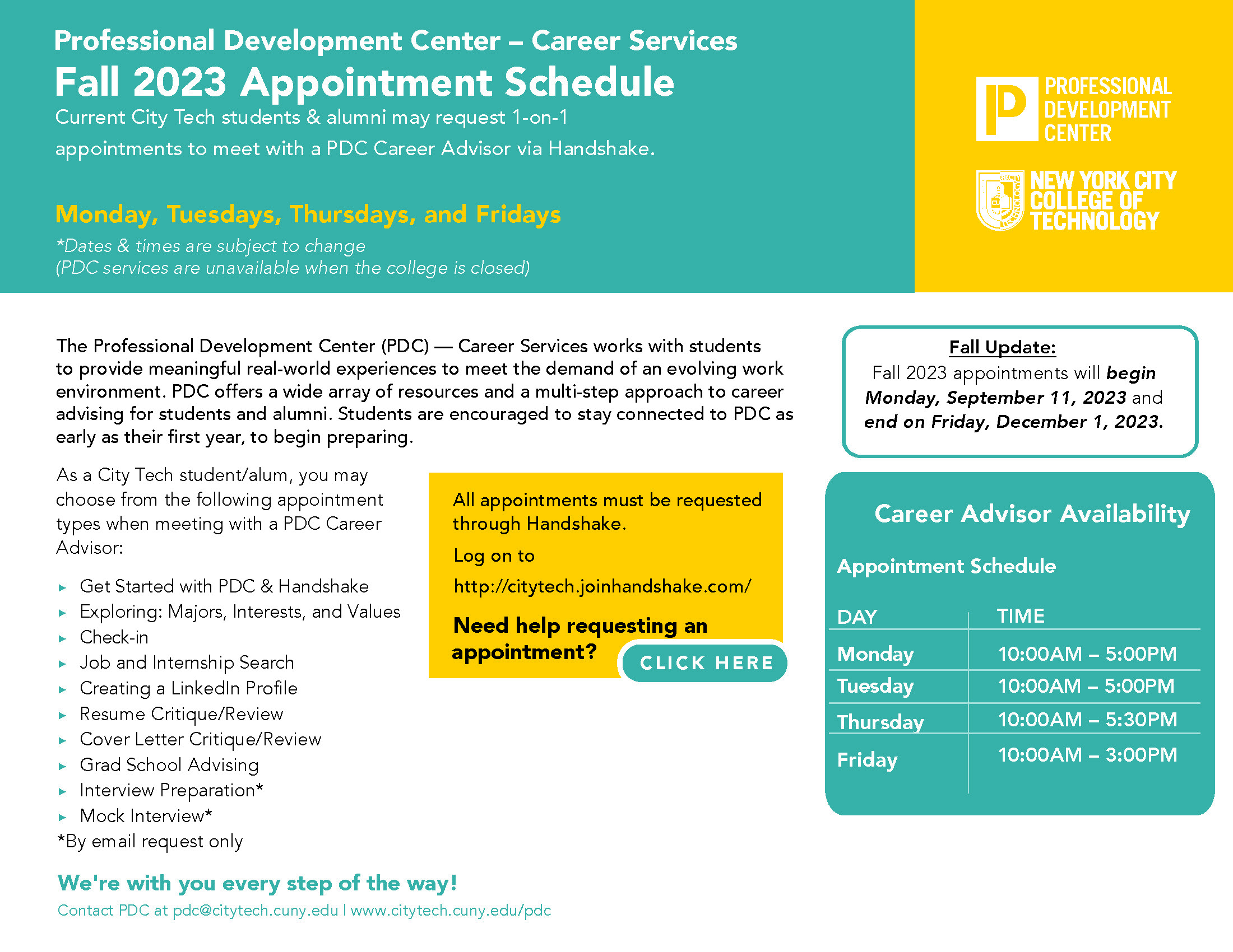 PDC Fall 2023 Schedule