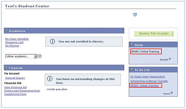 Click the SPARC Online Training link in your CUNYFirst To Do List and then click Start SPARC Online Training